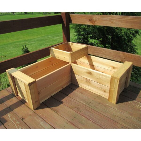 Heavy Duty Rot-Resistant Cedar 2 Level L-Shaped Planter Made in USA - Image 2