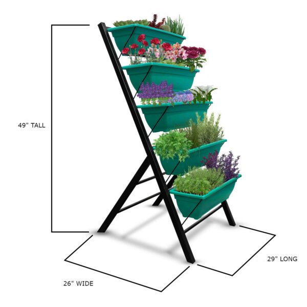 4 FT 5 Tier Green Vertical Garden Indoor/Outdoor Elevated Planter - Image 2