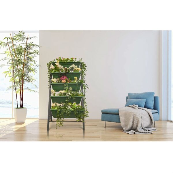4 FT 5 Tier Green Vertical Garden Indoor/Outdoor Elevated Planter - Image 5