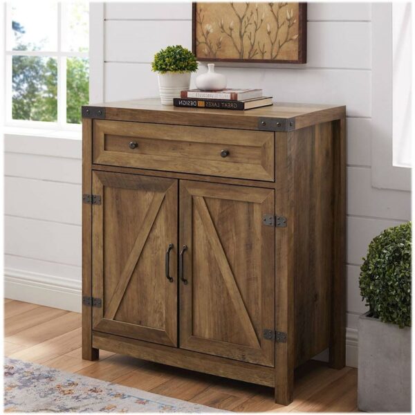 Farmhouse Accent Storage Cabinet in Reclaimed Medium Brown Wood Finish - Image 5