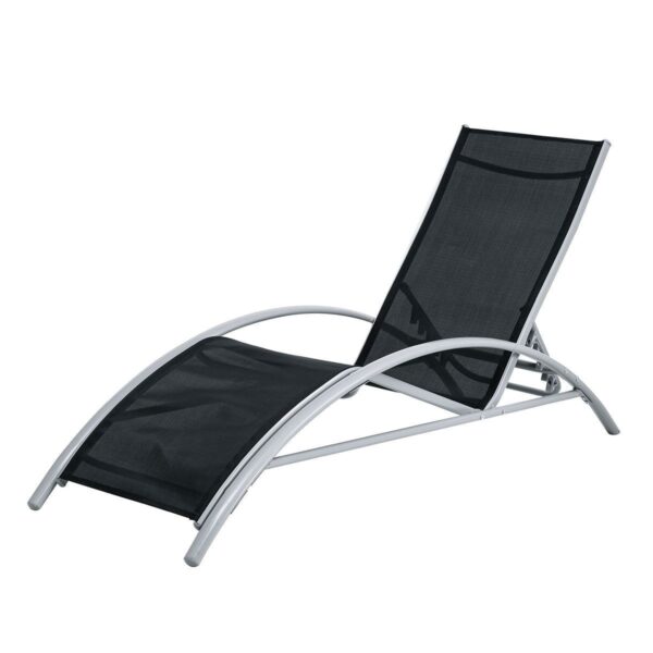 3 Piece Complete Black Outdoor Patio Pool Lounger Set - Image 4