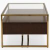 Modern Steel Brass-Plated Walnut Glass Top Retro Coffee Table - Image 3