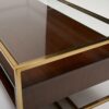 Modern Steel Brass-Plated Walnut Glass Top Retro Coffee Table - Image 4