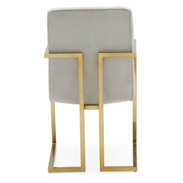 Modern Gray Velvet Channel Tufted Brass-Plated Retro Office Chair - Image 2