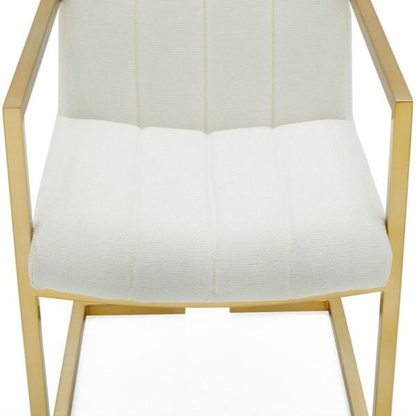 Modern Gray Velvet Channel Tufted Brass-Plated Retro Office Chair - Image 4