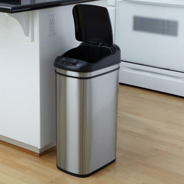 11 Gallon Kitchen Infrared Touchless Automatic Motion Sensor Lid Open Trash Can - Image 2