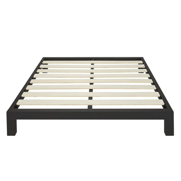 King Black Metal Platform Bed Frame with Wide Wood Slats - Image 3