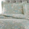 King size 3-Piece Reversible Cotton Quilt Set with Seafoam Blue Beige Floral Pattern - Image 2