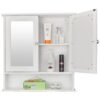 2-Door Wall Mounted Bathroom Medicine Cabinet with Mirror in White - Image 2