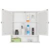 2-Door Wall Mounted Bathroom Medicine Cabinet with Mirror in White - Image 3