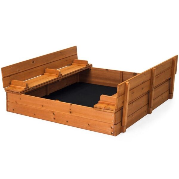 Sturdy Brown Cedar Kids Complete Seated Bench Sandbox - Image 3