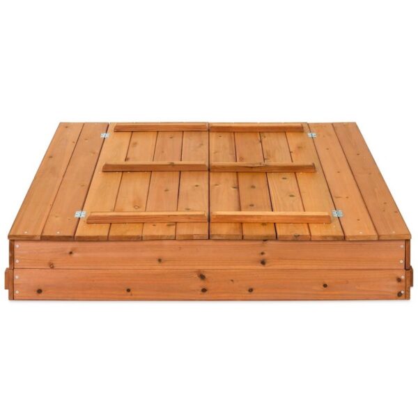 Sturdy Brown Cedar Kids Complete Seated Bench Sandbox - Image 4