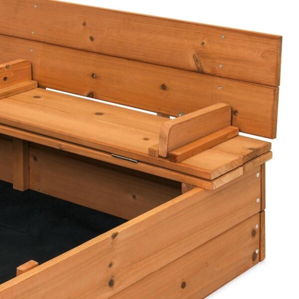 Sturdy Brown Cedar Kids Complete Seated Bench Sandbox - Image 5
