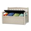 Beige Resin Eco-Friendly 70-Gallon Outdoor Garden Bench Deck Box - Image 3