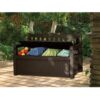 Brown Resin Outdoor Patio Garden Bench with Storage Box - Image 2