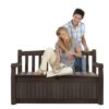 Brown Resin Outdoor Patio Garden Bench with Storage Box - Image 3