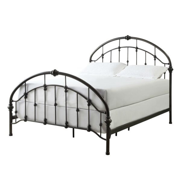 King size Antique Dark Bronze Metal Bed with Arch Headboard and Footboard - Image 2