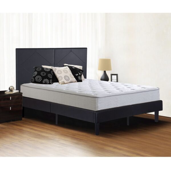 King size Black Fox Leather Upholstered Platform Bed Frame with 42-inch High Headboard - Image 3