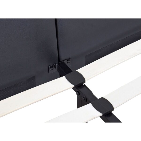King size Black Fox Leather Upholstered Platform Bed Frame with 42-inch High Headboard - Image 5