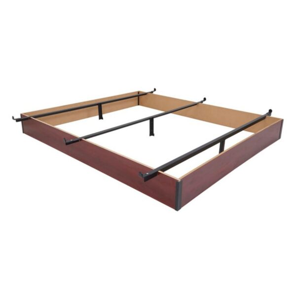 King size Hotel Style Metal Bed Frame Base with Cherry Wood Floor Panels