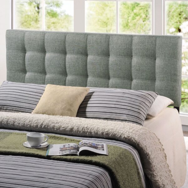 King size Grey Fabric Modern Button-Tufted Upholstered Headboard - Image 2