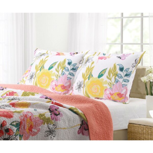 King size 3-Piece Cotton Quilt Set with Multi-Color Floral Pattern - Image 2