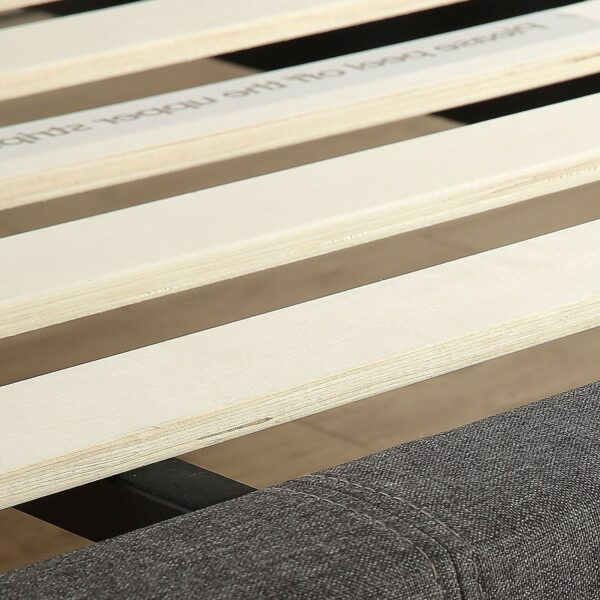 King size Modern Grey Upholstered Padded Platform Bed Fame - Image 4