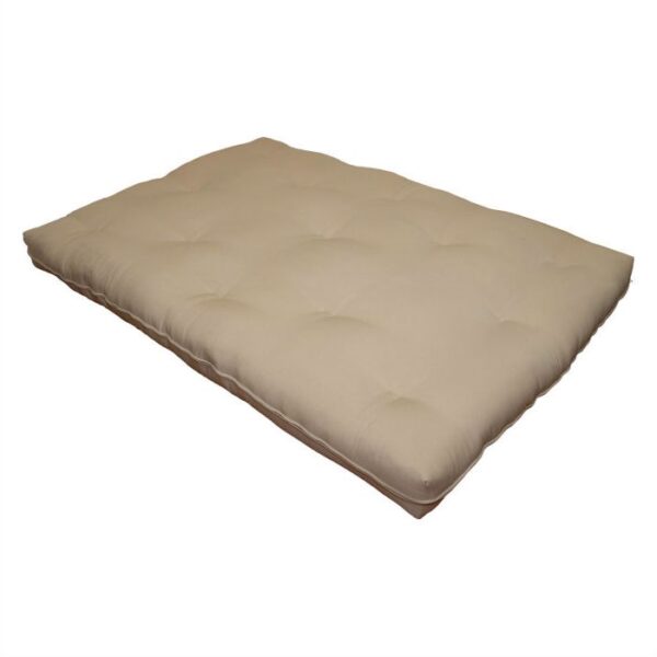 Full size 8-inch Thick Cotton Poly Futon Mattress in Khaki - Image 2