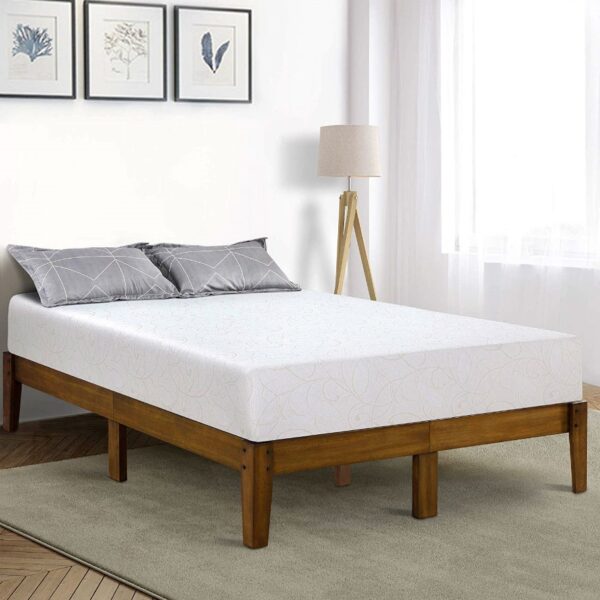King size Solid Wood Platform Bed Frame in Brown Natural Finish - Image 3