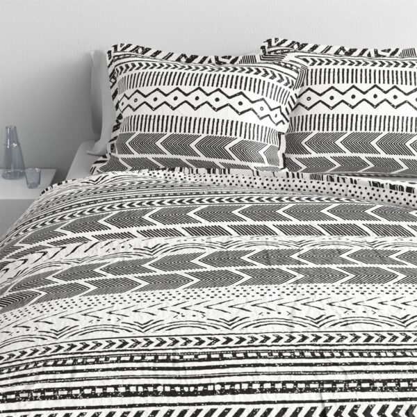 3 Piece Scandinavian Black White Reversible Cotton Set in King - Image 2