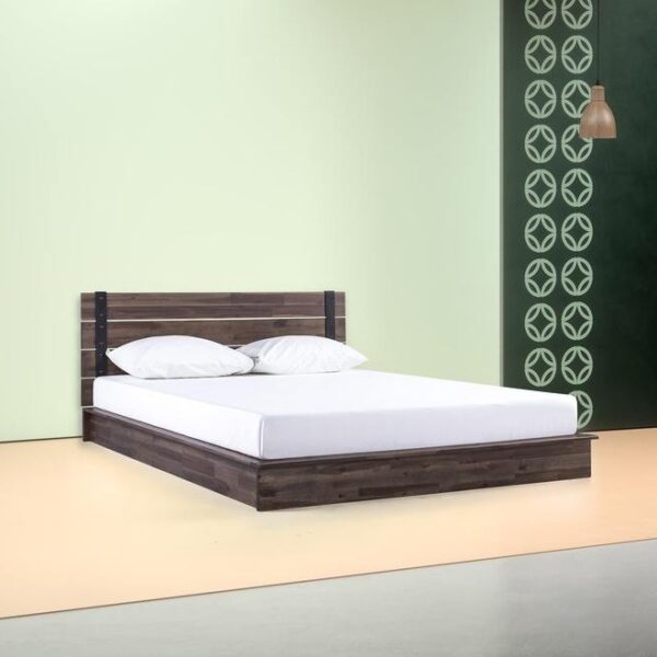King size Farmhouse Wood Industrial Low Profile Platform Bed Frame - Image 2