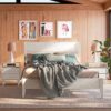King Size Rustic White Mid Century Slatted Platform Bed - Image 3