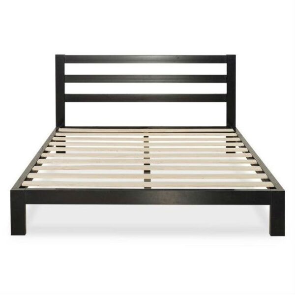 King size Heavy Duty Metal Platform Bed Frame with Headboard and Wood Slats - Image 2
