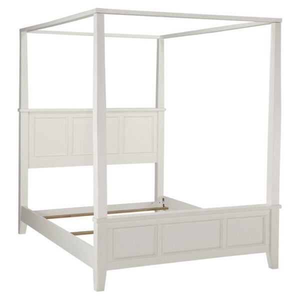 King size Contemporary Canopy Bed in White Wood Finish - Image 3