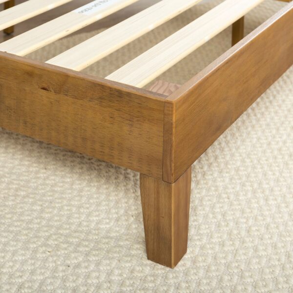 King size Modern Platform Bed Frame in Rustic Pine Finish - Image 3
