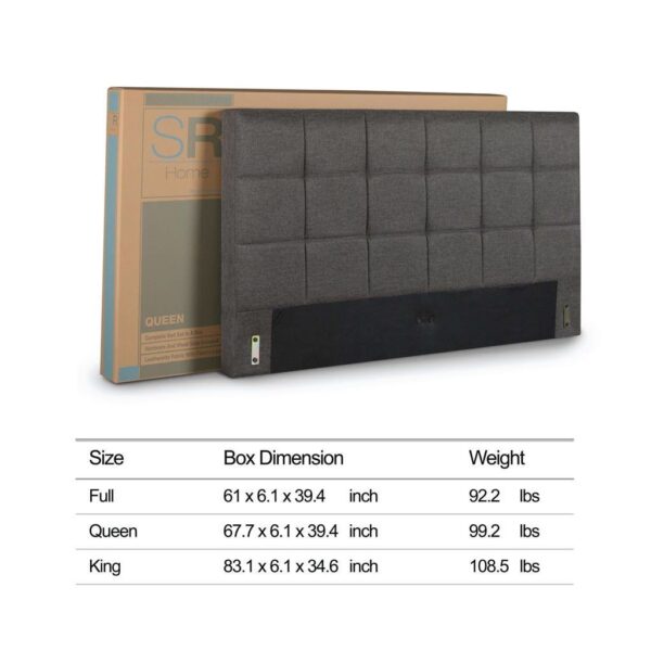 King size Dark Grey Upholstered Platform Bed with Headboard - Image 4