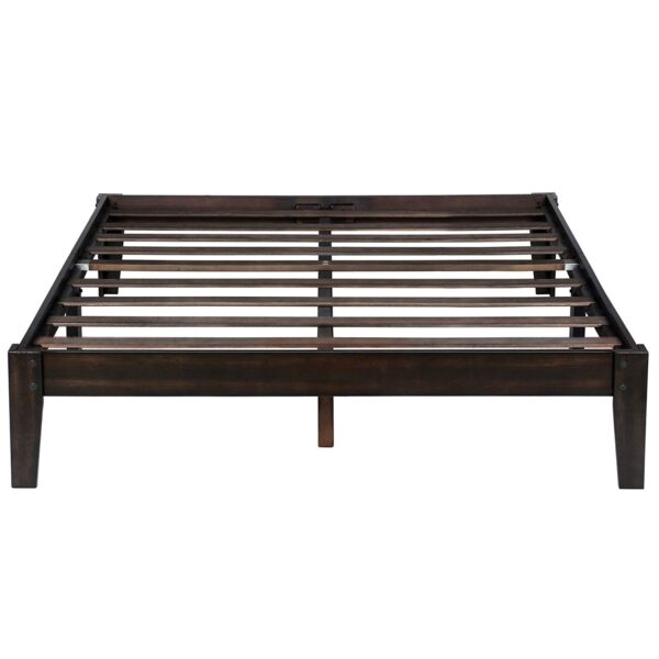 King size Solid Wood Platform Bed Frame in Black Finish - Image 2
