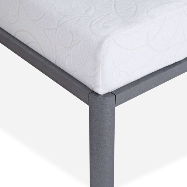 King Heavy Duty Grey Metal Platform Bed Frame with Round Edges - Image 3