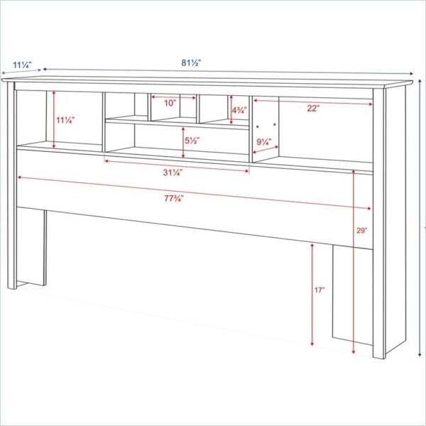 King size Bookcase Headboard in Black Wood Finish - Image 5