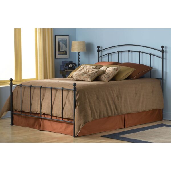 King size Matte Black Metal Bed with Headboard and Footboard - Image 2