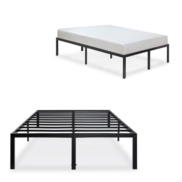 King size Modern Heavy Duty Black Metal Platform Bed Frame - Image 2
