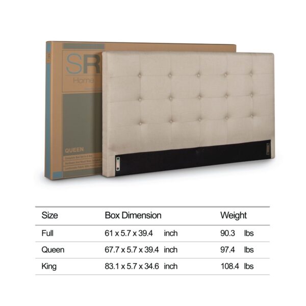 King size Upholstered Platform Bed Frame with Button Tufted Headboard in Taupe - Image 3
