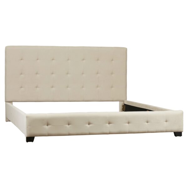 King Taupe Fabric Upholstered Bed with Padded Tufted Headboard - Image 2
