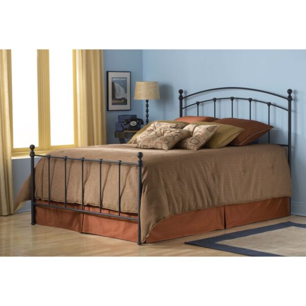 Queen size Metal Bed with Rounded Posts in Antique Brass Finish - Image 2