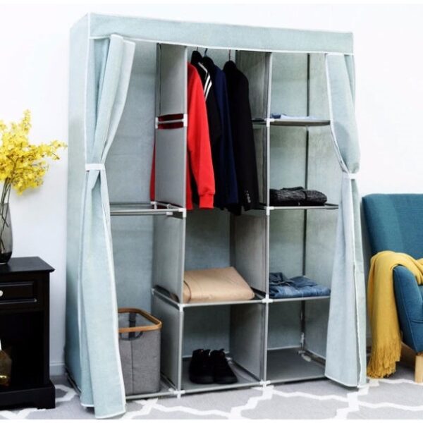 Light Blue 68-inch Portable Wardrobe Closet Clothes Storage Unit - Image 2