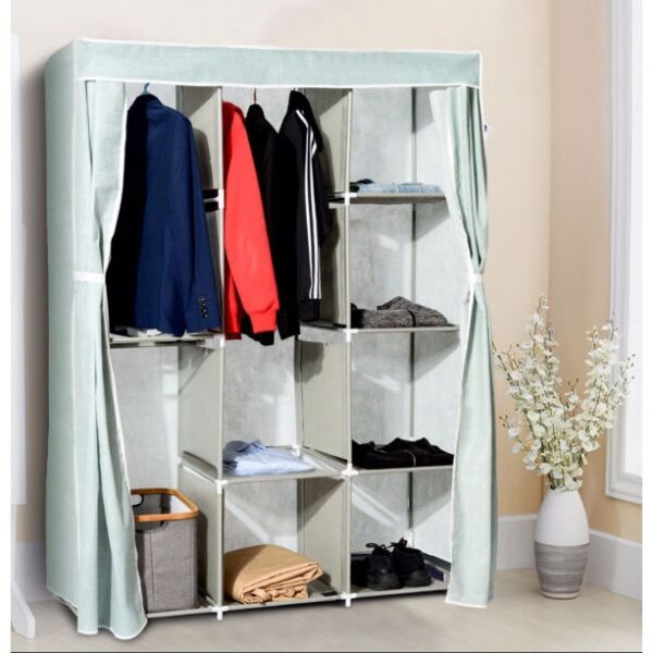 Light Blue 68-inch Portable Wardrobe Closet Clothes Storage Unit - Image 3