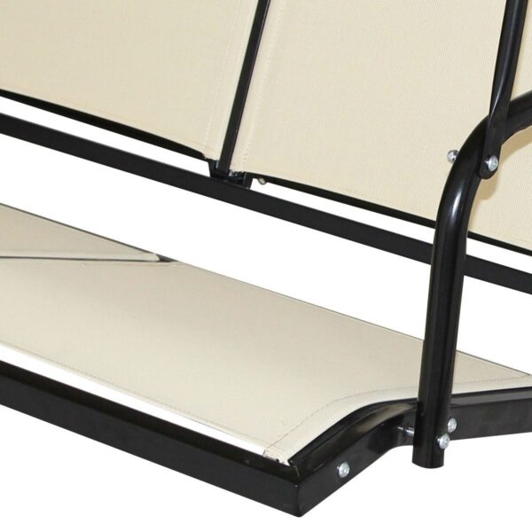Outdoor Porch Patio 3-Person Canopy Swing in Light Brown - Image 3