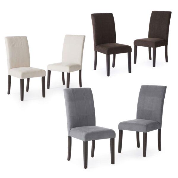 Set of 2 Light Beige Padded Microfiber Dining Chairs - Image 2