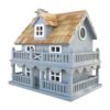 Light Blue Wooden Cottage Bird House with Removeable Back - Image 2