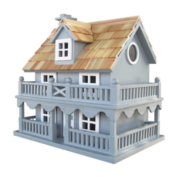 Light Blue Wooden Cottage Bird House with Removeable Back - Image 2